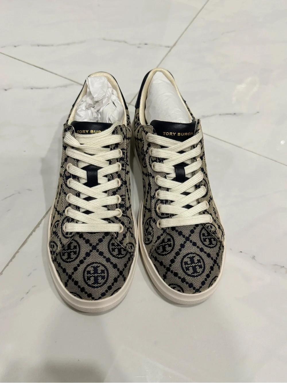 Tory Burch Monogram Canvas Low-Top Sneakers